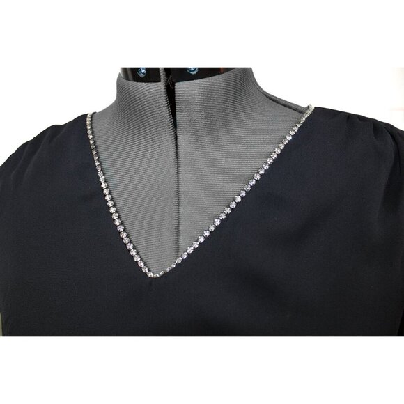 VTG CHEZ OF CALIFORNIA SZ 18 W Black Maxi Dress Drop Waist Chiffon Jeweled Plus - Picture 4 of 6